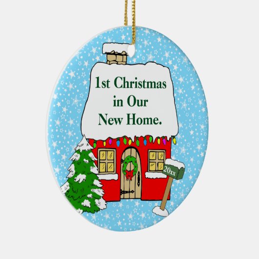 Eerste Kerstmis in New Home Keramisch Ornament (Rechts)