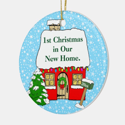 Eerste Kerstmis in New Home Keramisch Ornament (Links)
