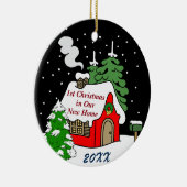 Eerste Kerstmis in New Home Keramisch Ornament (Rechts)
