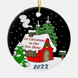 Eerste Kerstmis in New Home Keramisch Ornament