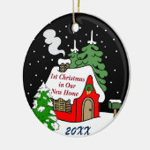 Eerste Kerstmis in New Home Keramisch Ornament (Links)