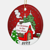Eerste Kerstmis in New Home Keramisch Ornament (Links)