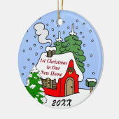Eerste Kerstmis in New Home Keramisch Ornament (Links)