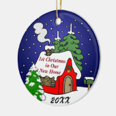 Eerste Kerstmis in New Home Keramisch Ornament (Links)