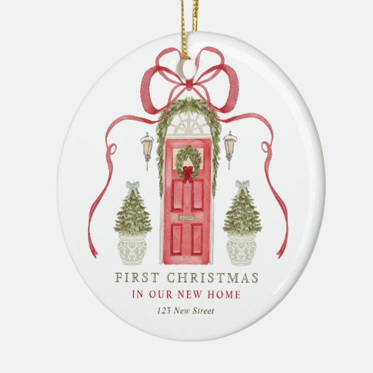 Eerste Kerstmis in New Home Keramisch Ornament (Links)