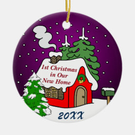 Eerste Kerstmis in New Home Keramisch Ornament
