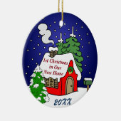 Eerste Kerstmis in New Home Keramisch Ornament (Rechts)