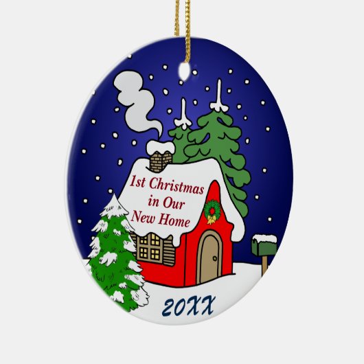 Eerste Kerstmis in New Home Keramisch Ornament (Rechts)