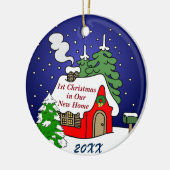 Eerste Kerstmis in New Home Keramisch Ornament (Links)