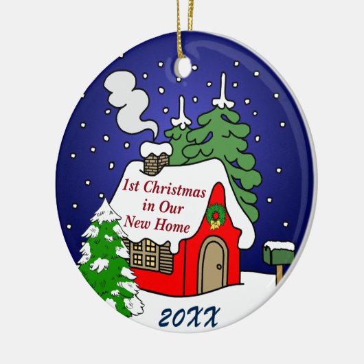 Eerste Kerstmis in New Home Keramisch Ornament (Links)