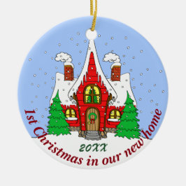 Eerste Kerstmis in New Home Keramisch Ornament