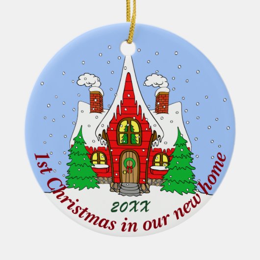 Eerste Kerstmis in New Home Keramisch Ornament (Voorkant)