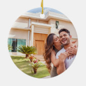 Eerste Kerstmis in New Home Krans met Foto Keramisch Ornament (Achterkant)