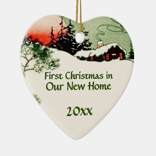 Eerste Kerstmis in New Home | Landenkool Keramisch Ornament (Rechts)