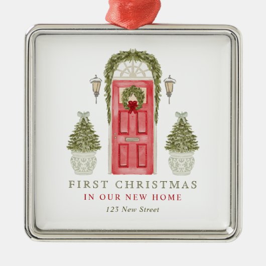 Eerste Kerstmis in New Home Metalen Ornament (Voorkant)