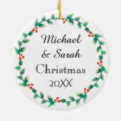 Eerste Kerstmis in New Home Persoonlijk Keramisch Ornament (Achterkant)