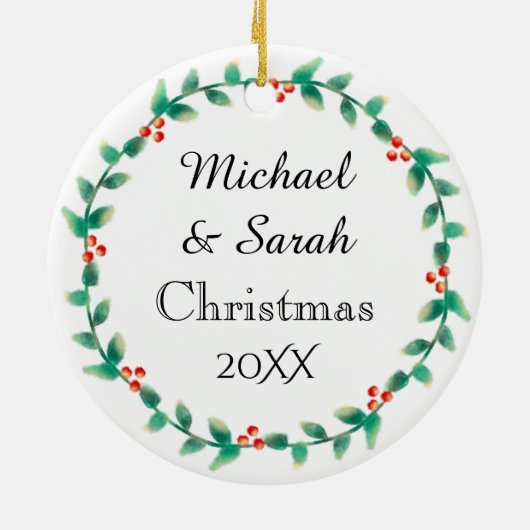 Eerste Kerstmis in New Home Persoonlijk Keramisch Ornament (Achterkant)