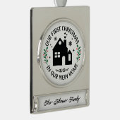 Eerste Kerstmis in New Home Persoonlijk Verzilverd Banner Ornament (Rechts)