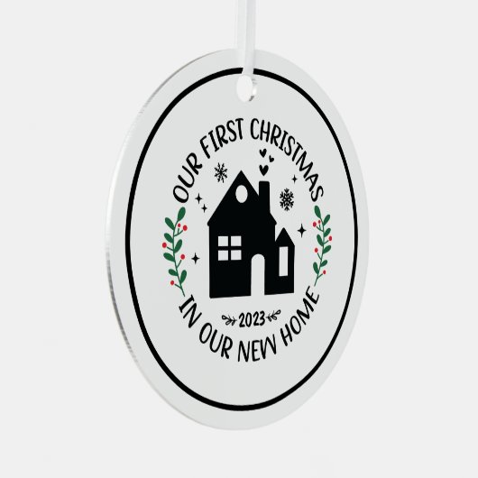 Eerste Kerstmis in New Home Persoonlijke Kerstmis Metalen Ornament (Voorkant Rechts)