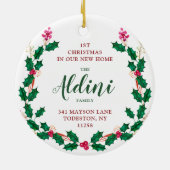 Eerste Kerstmis in New Home Persoonlijke Wreator Keramisch Ornament (Achterkant)