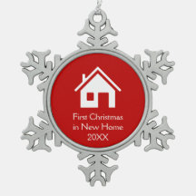 Eerste Kerstmis in New Home | Rode achtergrond