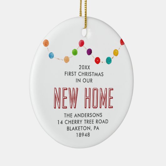 Eerste Kerstmis in New Home Specialized Baubles Keramisch Ornament (Rechts)