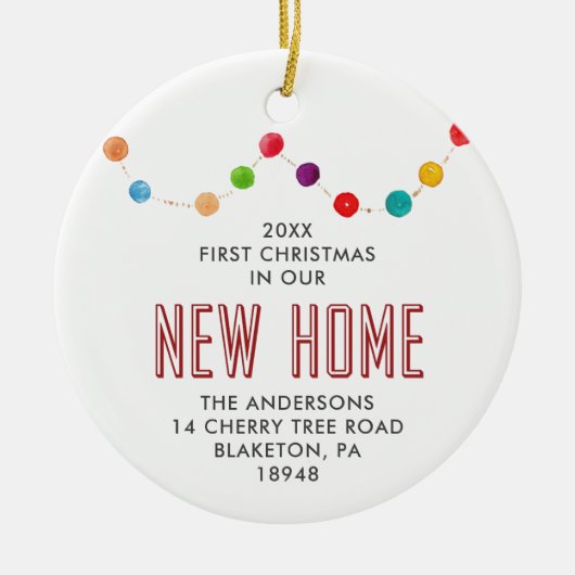 Eerste Kerstmis in New Home Specialized Baubles Keramisch Ornament (Voorkant)