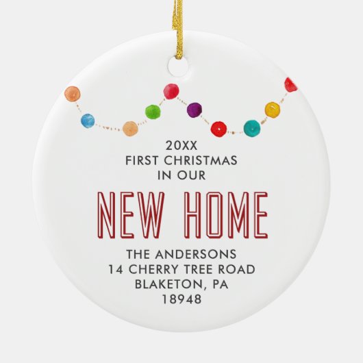 Eerste Kerstmis in New Home Specialized Baubles Keramisch Ornament (Achterkant)