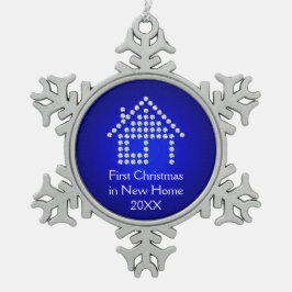 Eerste Kerstmis in New Home Tin Sneeuwvlok Ornament