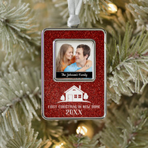 Eerste Kerstmis in New Home Verzilverd Omlijst Ornament