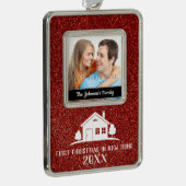 Eerste Kerstmis in New Home Verzilverd Omlijst Ornament (Rechts)