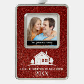 Eerste Kerstmis in New Home Verzilverd Omlijst Ornament (Voorkant)