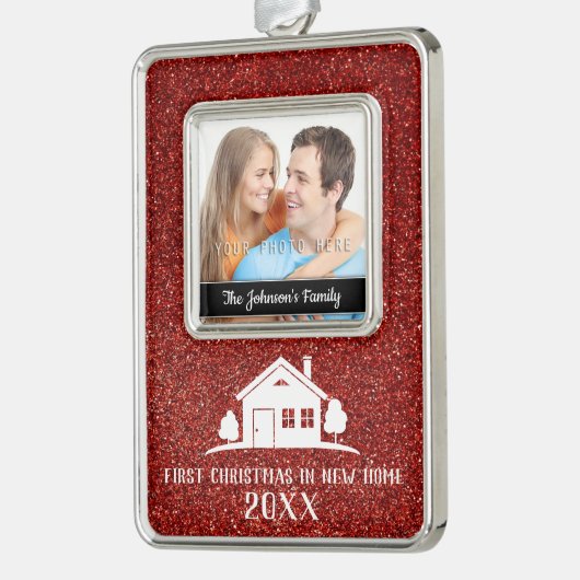 Eerste Kerstmis in New Home Verzilverd Omlijst Ornament (Links)