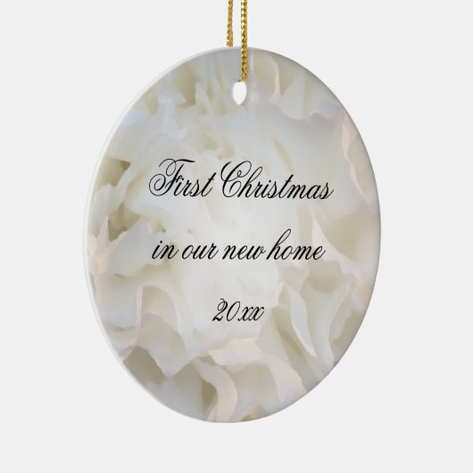 Eerste Kerstmis in New Home White Floral Keramisch Ornament (Rechts)