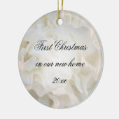 Eerste Kerstmis in New Home White Floral Keramisch Ornament (Links)