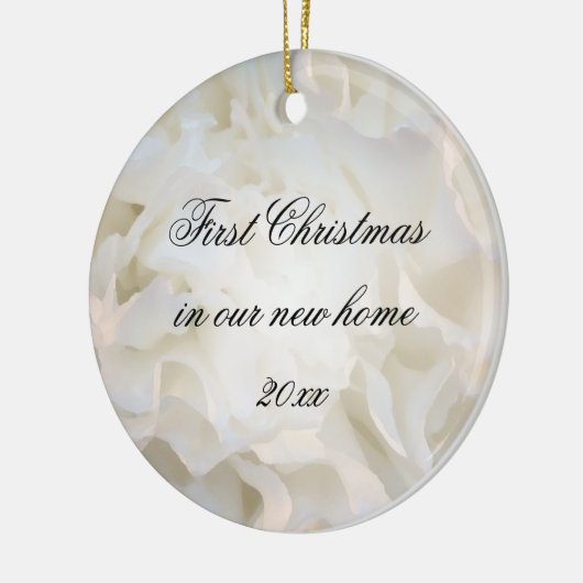 Eerste Kerstmis in New Home White Floral Keramisch Ornament (Links)