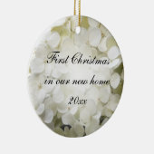 Eerste Kerstmis in New Home White Hydrangea Keramisch Ornament (Rechts)