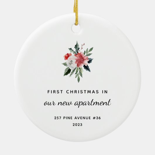 Eerste Kerstmis in Nieuw Appartement | Elegant Keramisch Ornament (Achterkant)