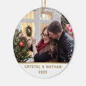 Eerste Kerstmis in Nieuw Huis Gepersonaliseerde Fo Keramisch Ornament (Links)