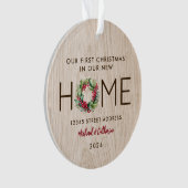 Eerste Kerstmis in Nieuw Huis Rustiek Faux Wood - Ornament (voorkant)