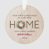 Eerste Kerstmis in Nieuw Huis Rustiek Faux Wood - Ornament (voorkant)