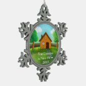 Eerste Kerstmis in nieuw huis Tin Sneeuwvlok Ornament (Links)