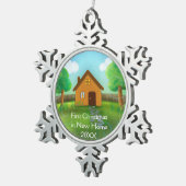 Eerste Kerstmis in nieuw huis Tin Sneeuwvlok Ornament (Rechts)