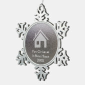 Eerste Kerstmis in nieuw huis Tin Sneeuwvlok Ornament (Rechts)