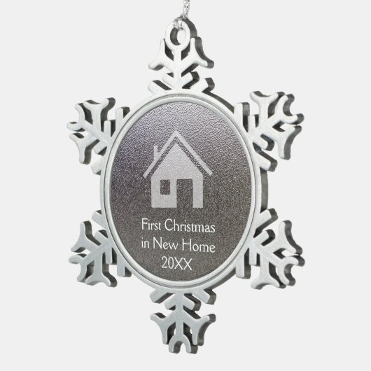 Eerste Kerstmis in nieuw huis Tin Sneeuwvlok Ornament (Rechts)