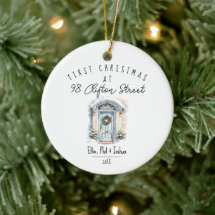 eerste kerstmis in nieuw thuis kerst waterverf keramisch ornament