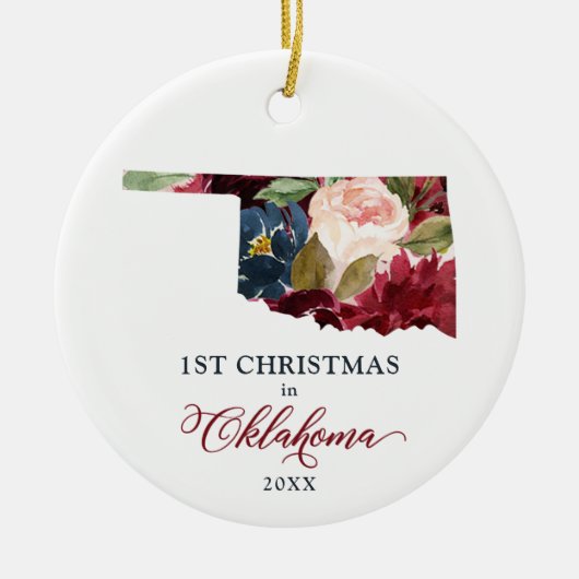 Eerste Kerstmis in Oklahoma, OK gepersonaliseerde  Keramisch Ornament (Voorkant)
