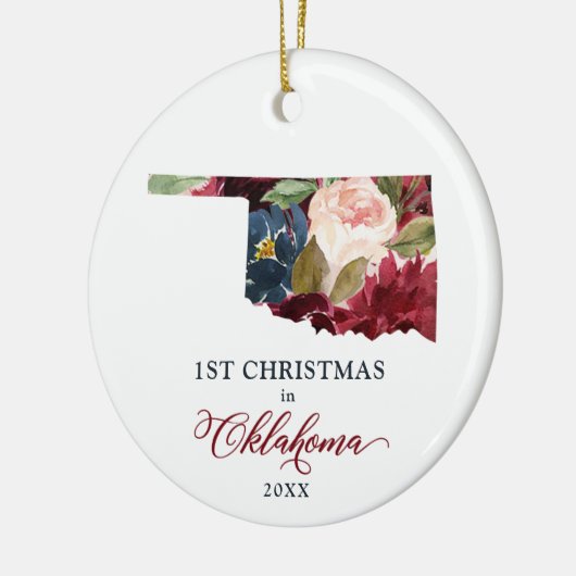 Eerste Kerstmis in Oklahoma, OK gepersonaliseerde  Keramisch Ornament (Links)
