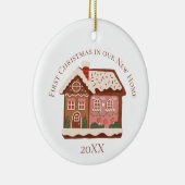 Eerste Kerstmis in ons New Home Gingerbrood House Keramisch Ornament (Rechts)
