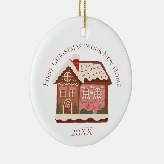 Eerste Kerstmis in ons New Home Gingerbrood House Keramisch Ornament (Rechts)